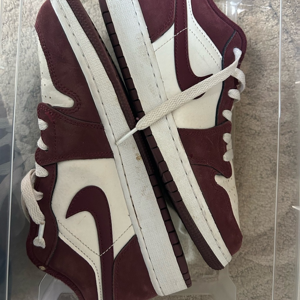 Youth Burgundy and White Jordans